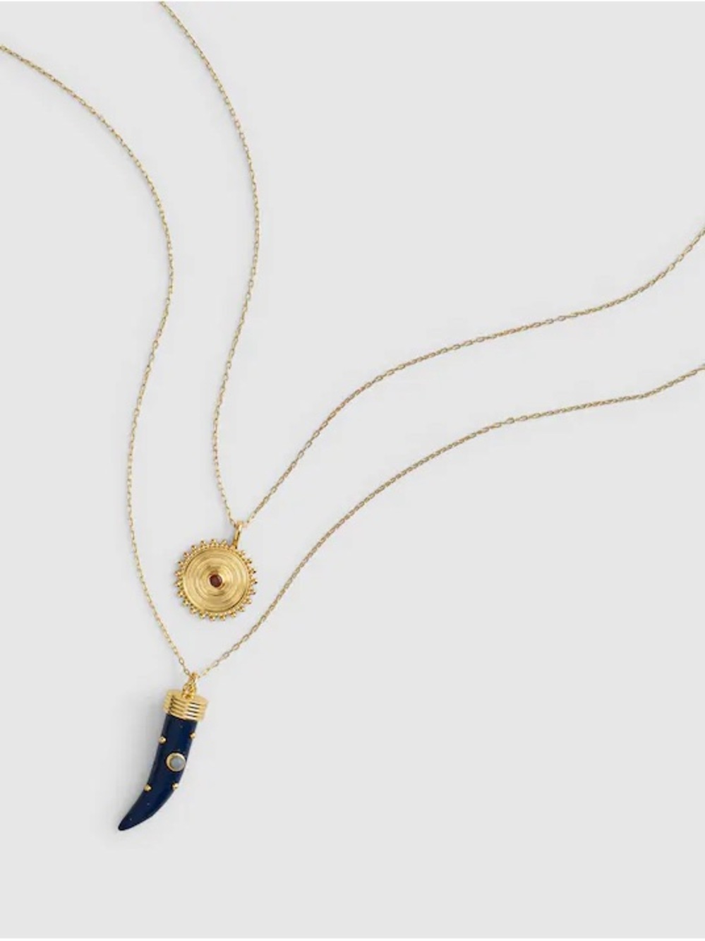 Madewell Navy Horn Pendant Necklace Semiprecious Horn Charm Necklace